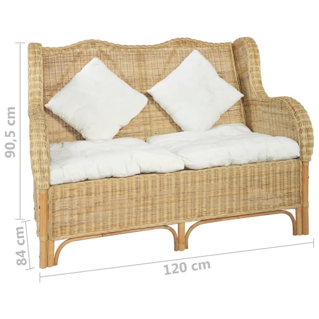 vidaXL Sofa Couch 2-Sitzer-Sofa Natur und Rattan Leinen