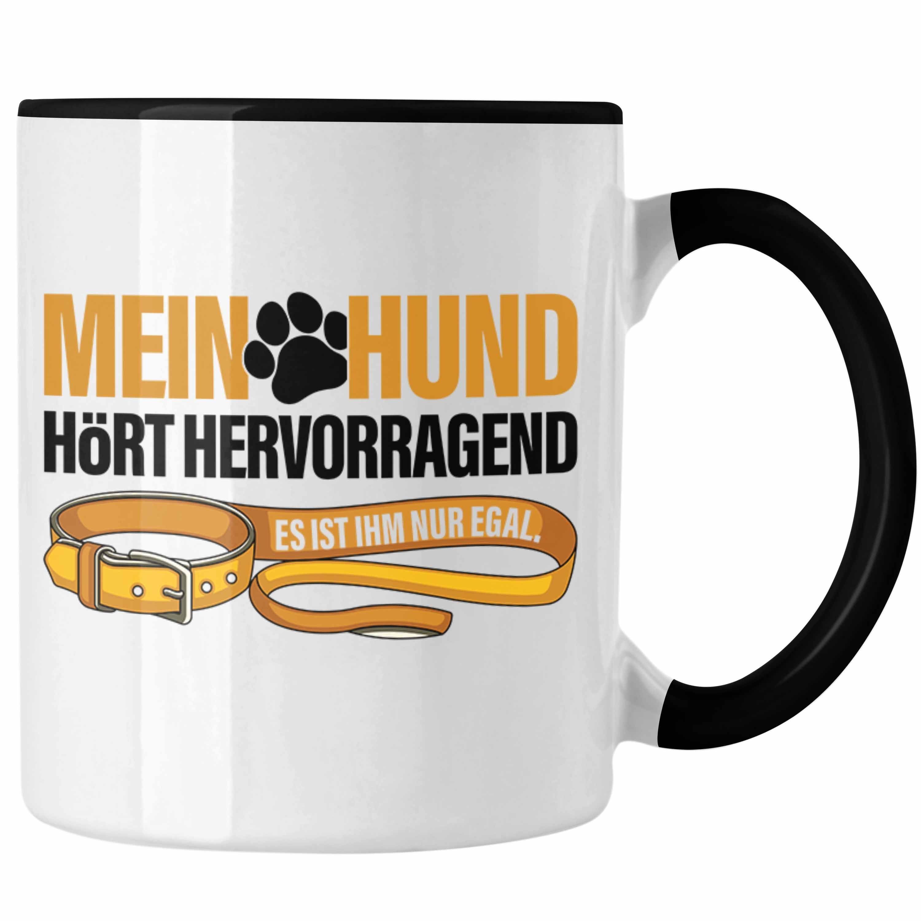 Trendation Tasse Kaffeetasse Hund Hundeliebhaber Tasse Geschenk Schwarz TRENDATION Hundemama Spruch Hundepapa