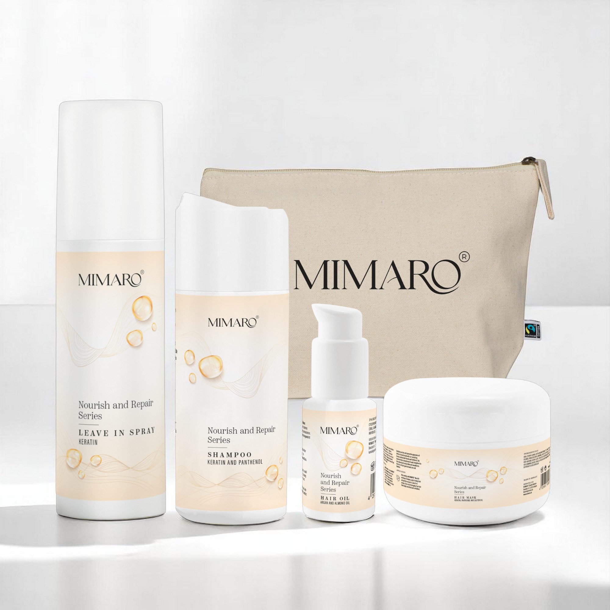 Mimaro Haarpflege-Set Nourish & Repair Haarpflege Set – Für Seidig Glänzendes Haar, Spar Set, Intensive Feuchtigkeitspflege für trockenes Haar