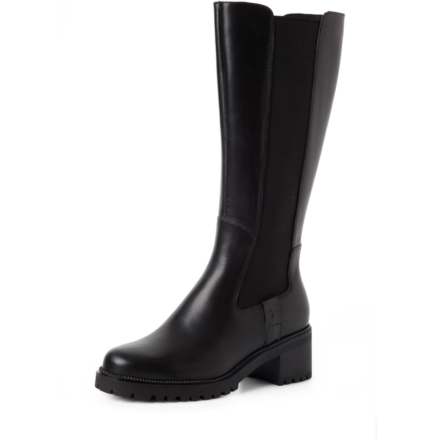 Tamaris Stiefel Blockabsatz, Langschaftstiefel, Businessstiefel mit T-Logoprägung