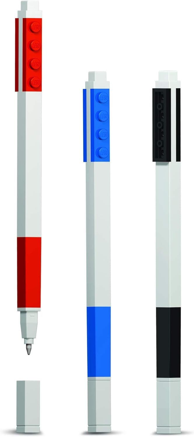 LEGO® Gelroller Schreibwaren Set (3) in Schwarz/Rot/Blau alspaß, Trendige Schreibware, (3-tlg)
