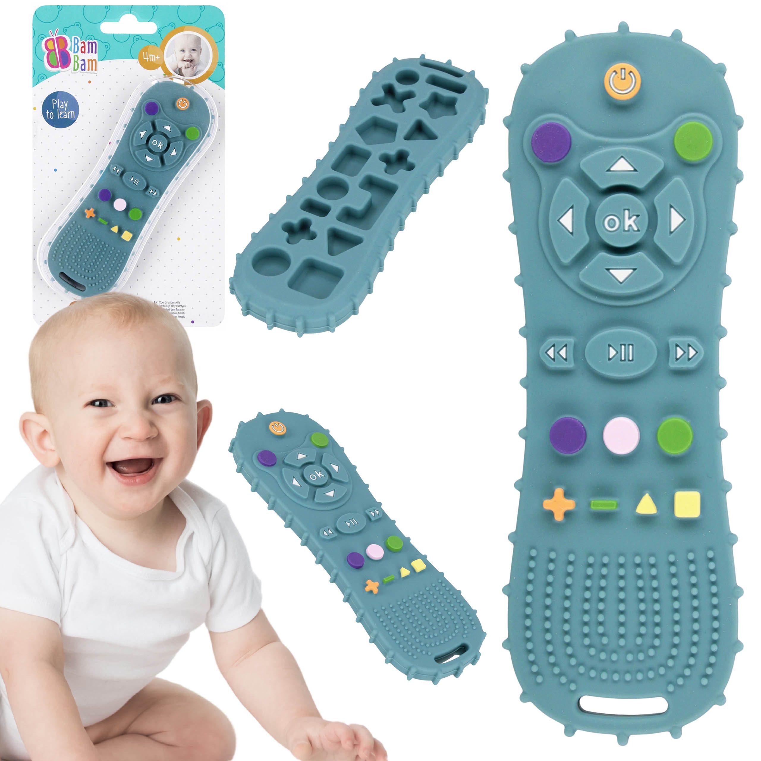 Lernspielzeug Beißring FERNBEDIENUNG Schnuller, sensorischer, für Baby BamBam 4m+