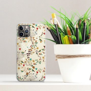 DeinDesign Handyhülle Retro Vogel Blumen Floral Wilderness, Apple iPhone 12 Pro Max Silikon Hülle Bumper Case Handy Schutzhülle