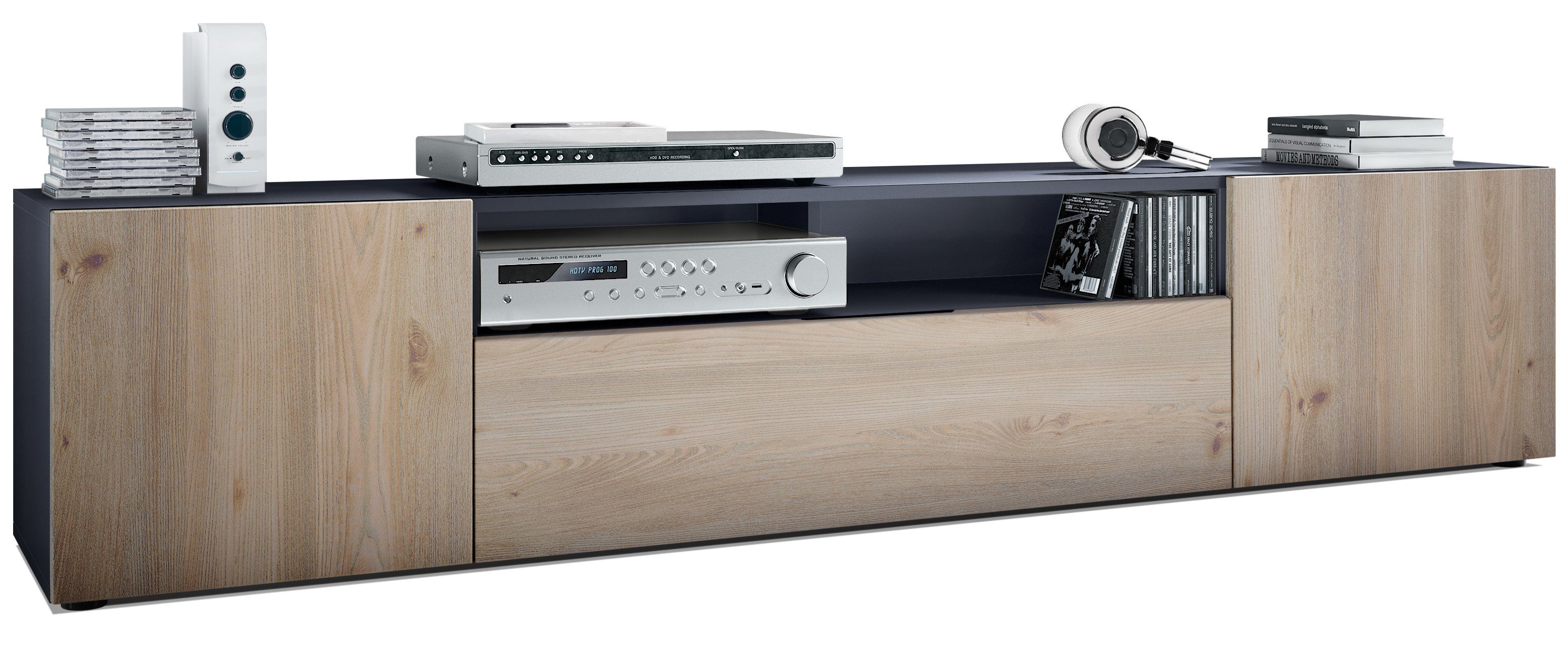 Vladon Lowboard Mogan (TV-Kommode, mit 2 Türen, 1 Klappe und 1 offenes Fach günstig online kaufen