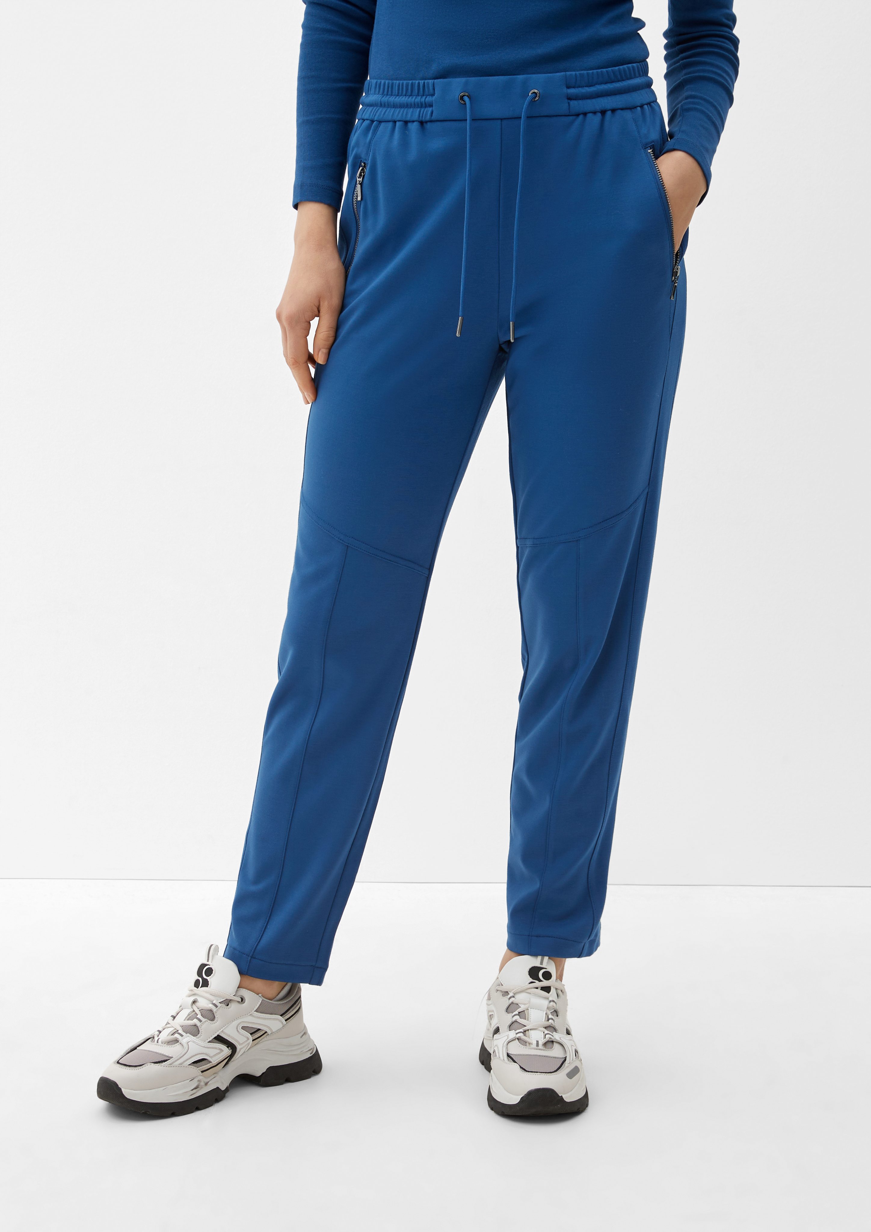 s.Oliver 7/8-Hose Relaxed: Joggpants mit Elastikbund Ziernaht ozeanblau