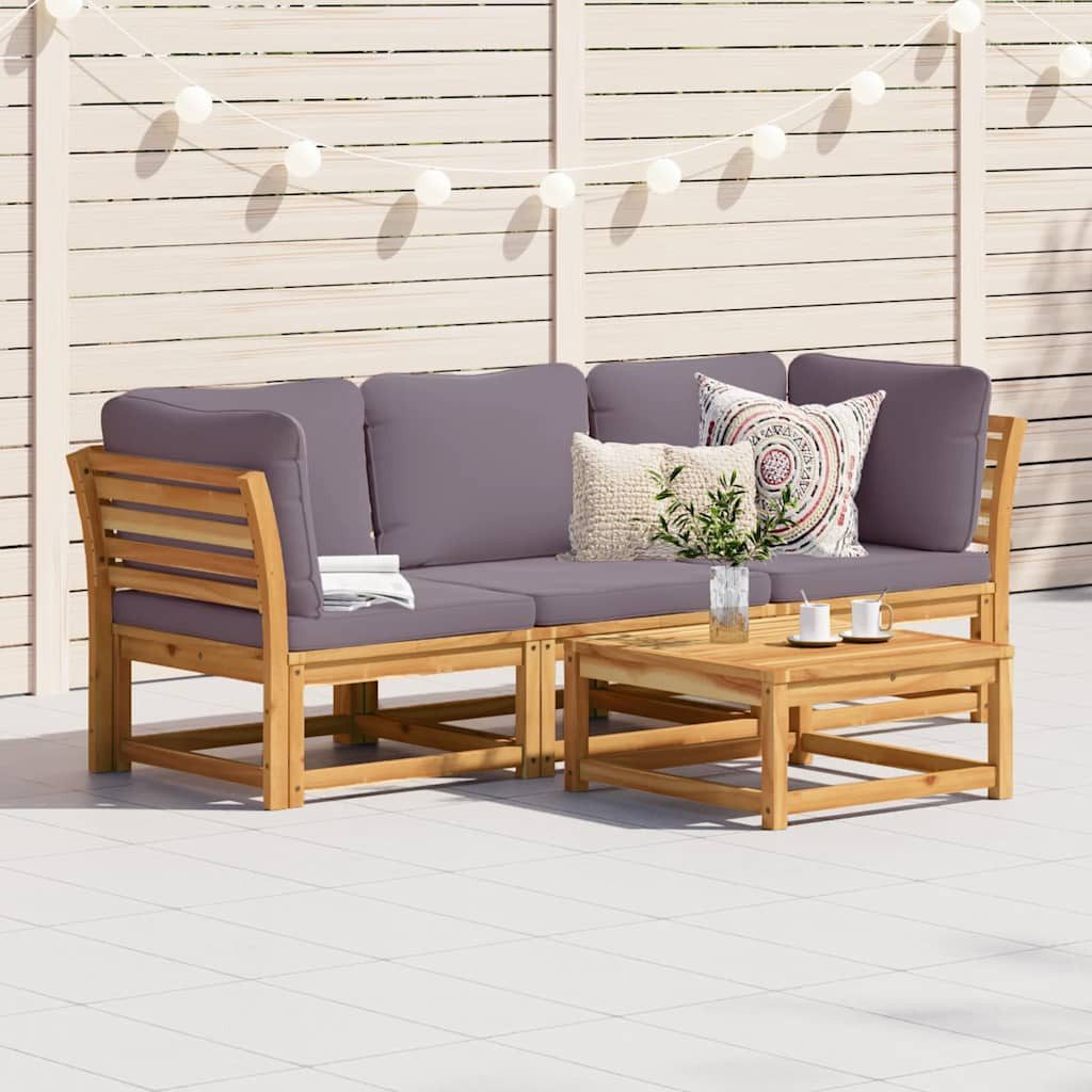 vidaXL Sofaelement 3-tlg. Garten-Lounge-Set mit Kissen Massivholz (1 St)