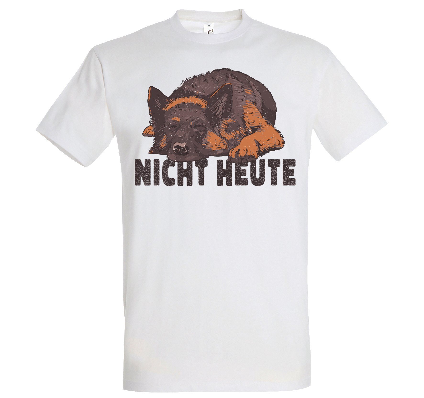 Youth Designz T-Shirt Heute mit T-Shirt Herren Frontdruck Weiss Nicht Hund Trendigem