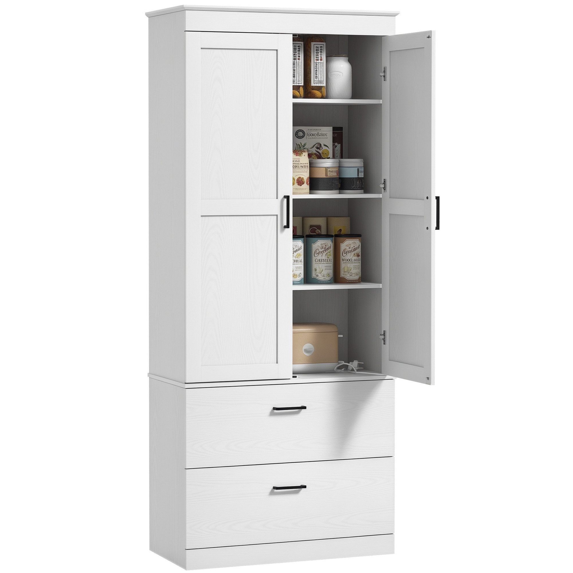 HOMCOM Hochschrank mit verstellbaren Regalen, 2 Schubladen (Küchenbuffet, 1 günstig online kaufen