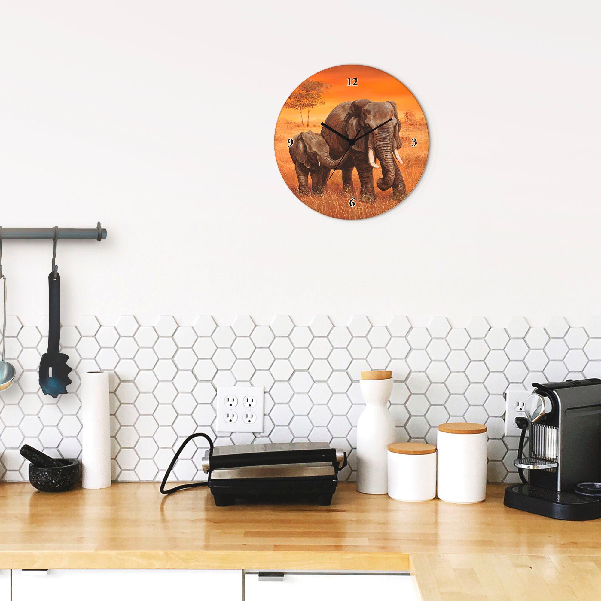 Artland Wanduhr Elefanten (wahlweise mit Quarz- oder Funkuhrwerk, lautlos o günstig online kaufen