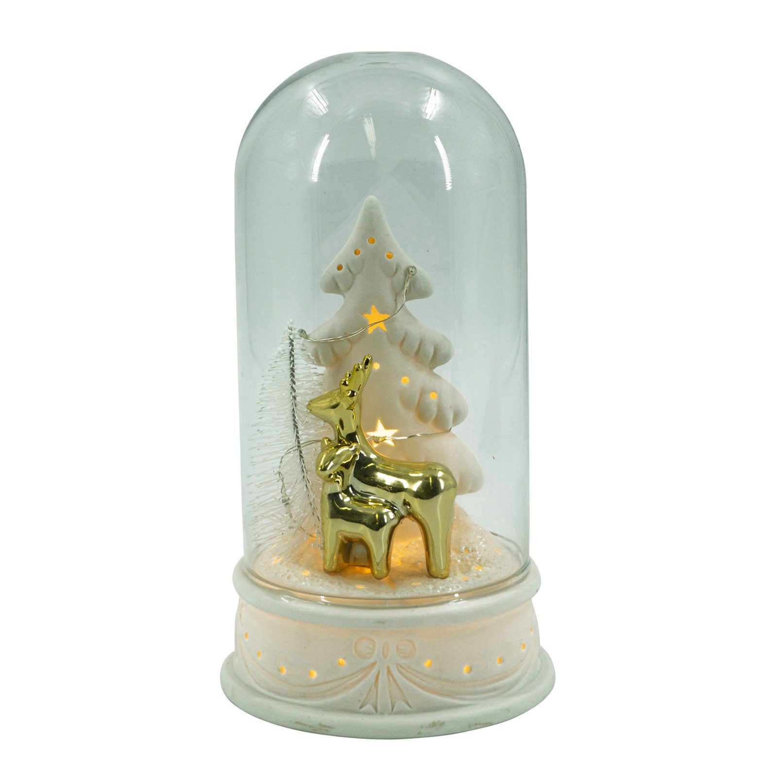 NOOR LED Dekolicht LED Glaskuppel auf Keramiksockel, Ein-/Ausschalter, LED, warmweiß, Leuchtdeko