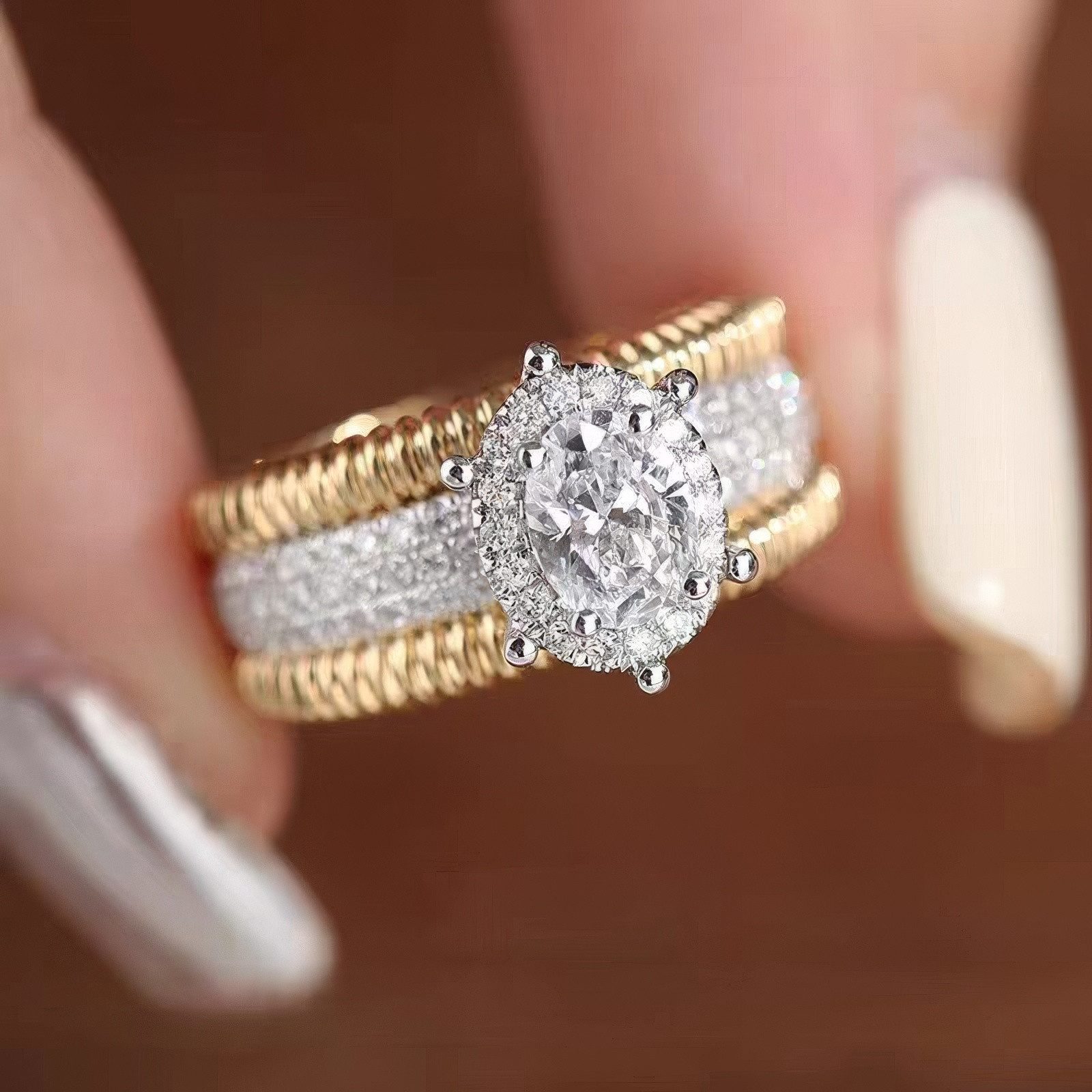 Jumpeak Diamantring Diamantring für Damen, 2ct D Vs1 wedding ring,ring damen gold, labordiamant,Mit IGi-Zertifikat,geschenk für frau,tochter geschenk – Bild 5 von 5