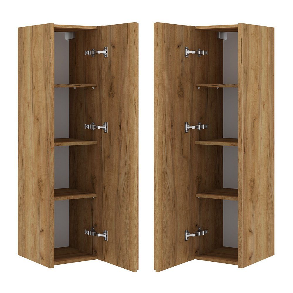 B/H/T: DESIO-107 Hochschrank cm Eiche 34/125/36 mit Lomadox Lamellen-Front,