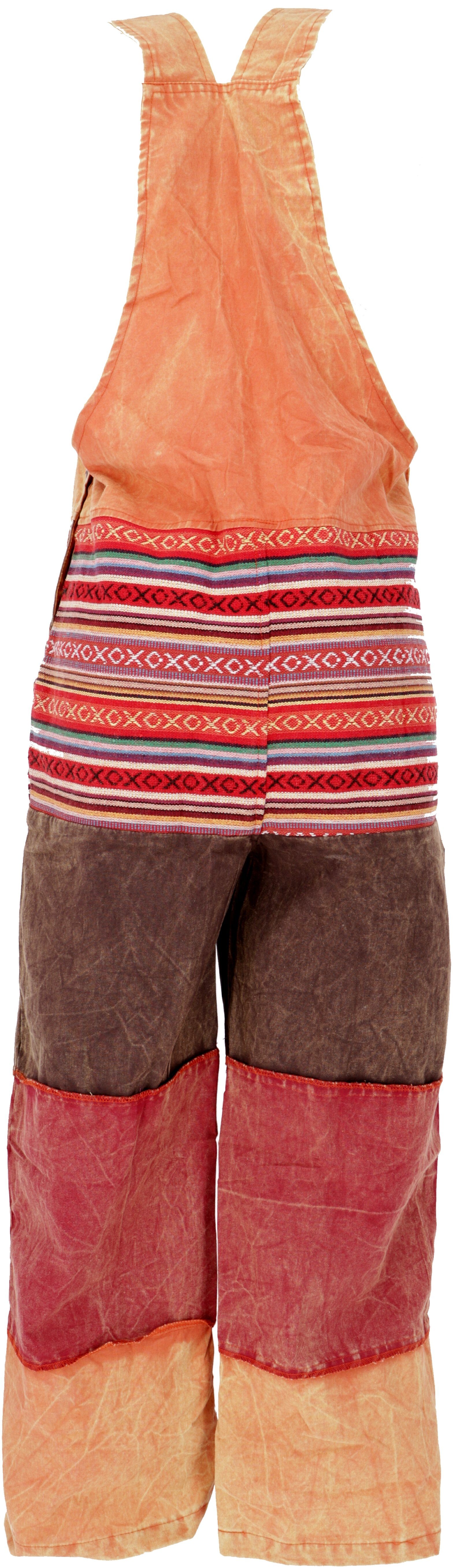 Guru-Shop Relaxhose Patchwork Latzhose, Japan Style, Boho Hose -.. alternative Bekleidung