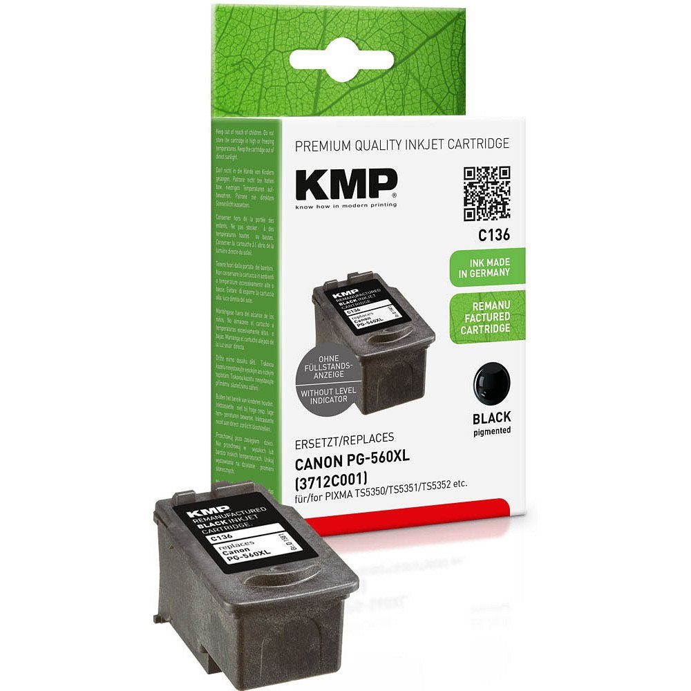 1 C136 KMP (1 black PG-560XL Tintenpatrone Canon 1-tlg) - Tinte Farbe, ERSETZT
