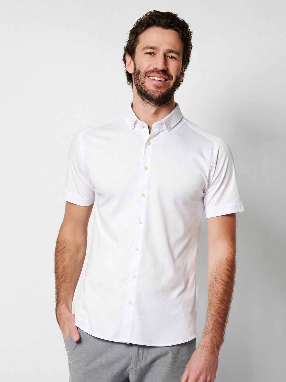 DESOTO Kurzarmhemd Casual Modern Button Down 1/2 Mit Rundhalsausschnitt