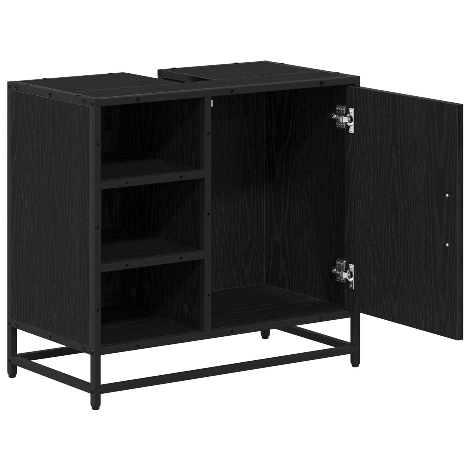 vidaXL Badezimmer-Set Badezimmerschrank Schwarz Eichen-Optik 65 x 33 x 60 cm, (1-St) – Bild 5 von 5