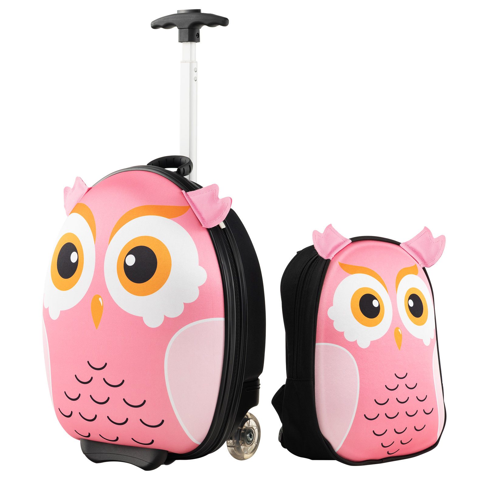 COSTWAY Kinderkoffer Kindertrolley Set, verstellbar, mit Rucksack