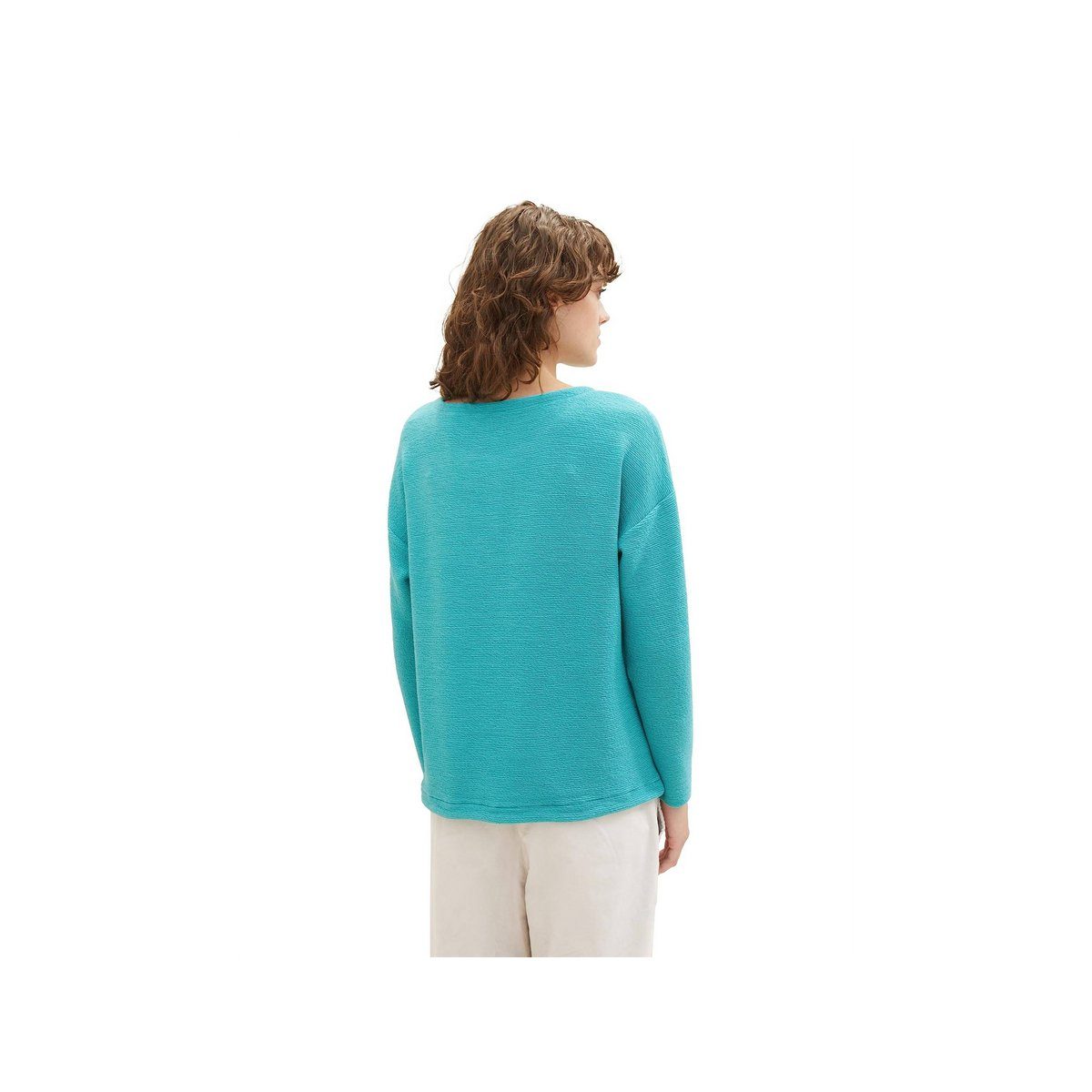 TOM TAILOR Sweatshirt gelb passform textil (1-tlg) Summer Teal