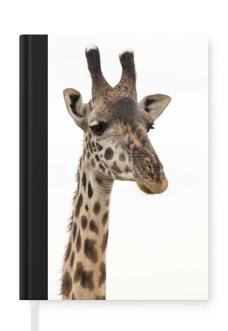 MuchoWow Notizbuch Giraffe - Tier - Weiß, Journal, Merkzettel, Tagebuch, Notizheft, A5, 98 Seiten, Haushaltsbuch