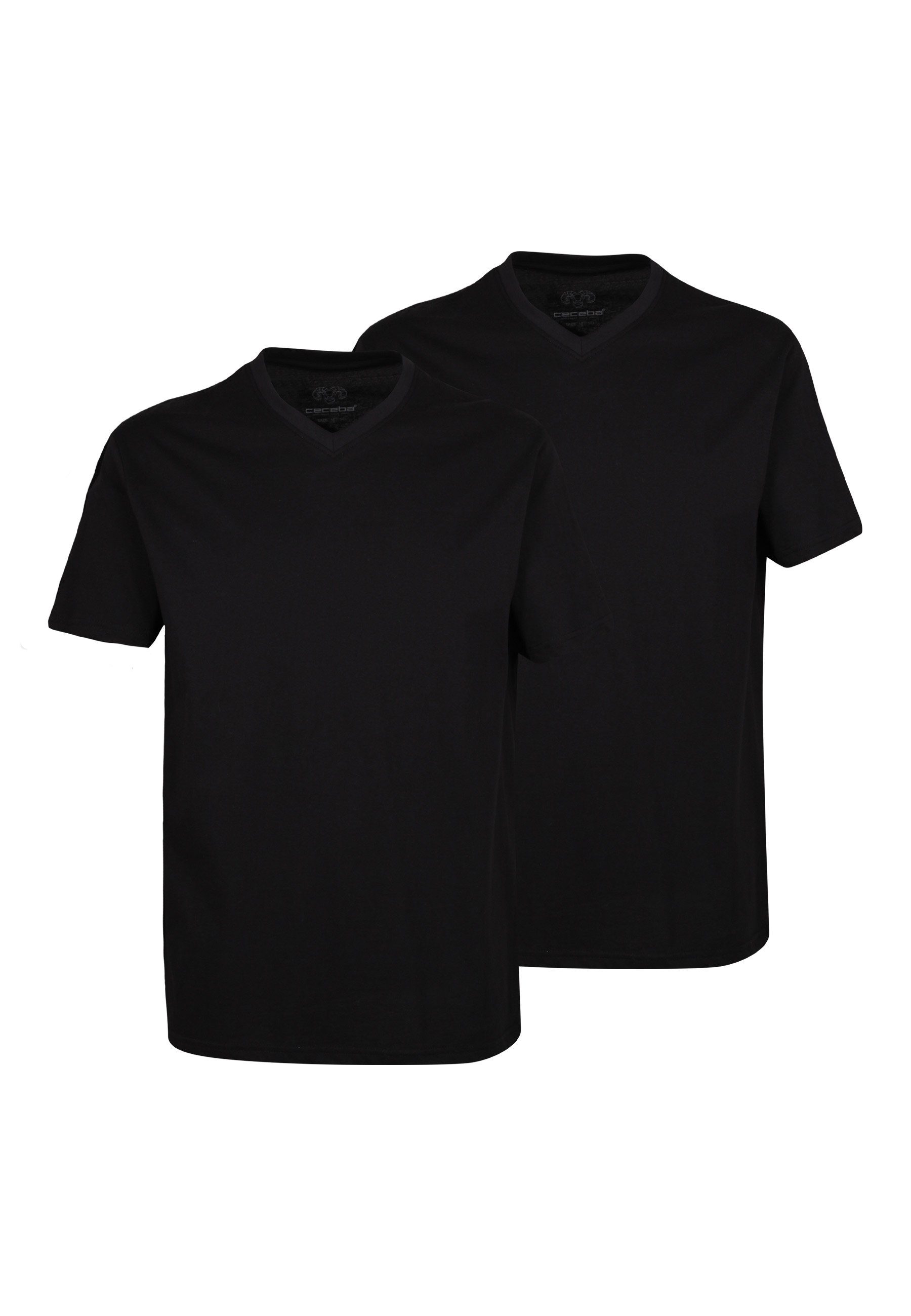Unterziehshirt CECEBA Herren T-Shirt schwarz uni 2er Pack