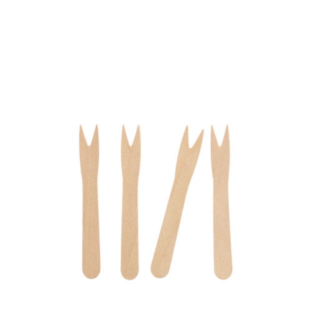 PAPSTAR Einwegbesteck-Set 50 Pommes-Frites-Gabeln, Holz "pure" 8,5 cm