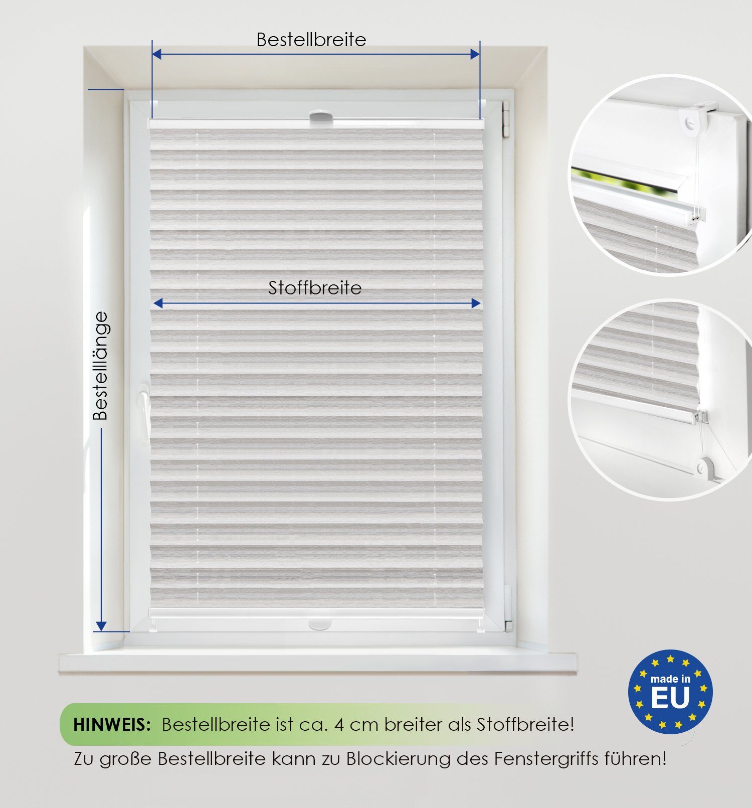 Rikmani Plissee Klemmfix, ohne Bohren NATURAL-hellgrau-50-120, Klemm- oder günstig online kaufen