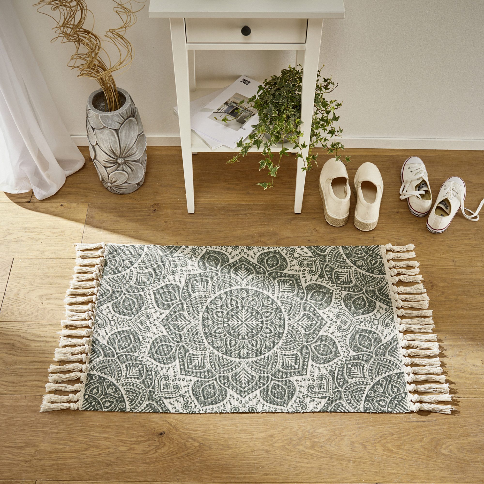 Frank Flechtwaren Teppich, Bodenmatte Mandala grün günstig online kaufen