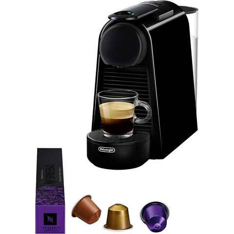 Nespresso Kapselmaschine Essenza Mini EN85.B von DeLonghi, Black, inkl. Willkommenspaket mit 7 Kapseln