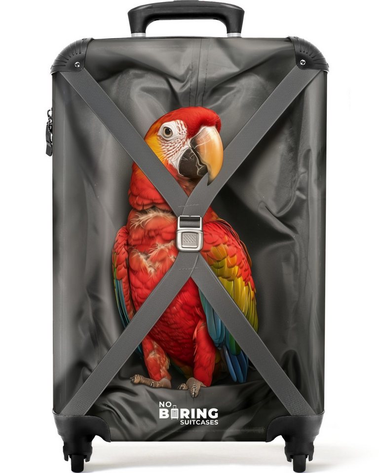 NoBoringSuitcases.com© Hartschalen-Trolley Der Papagei ist mit von der Partie 55x35x20cm, Reisetasche mit Rollen, Koffer Handgepäck Flugzeug