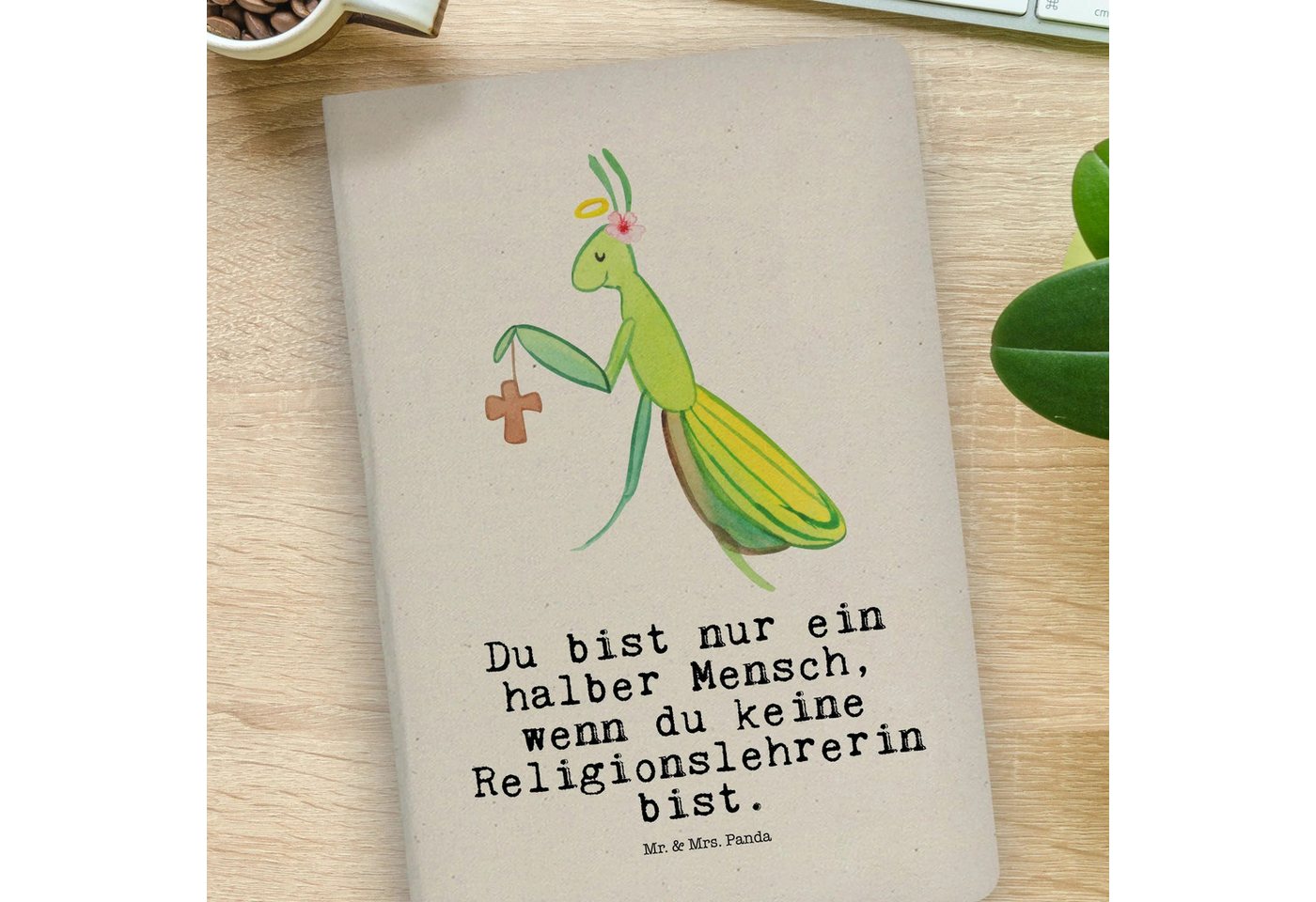 Thumbnail - Mr. & Mrs. Panda Notizbuch Religionslehrerin Herz - Transparent - Geschenk, Stoff Notizbuch A4, Mr. & Mrs. Panda, Echte ...