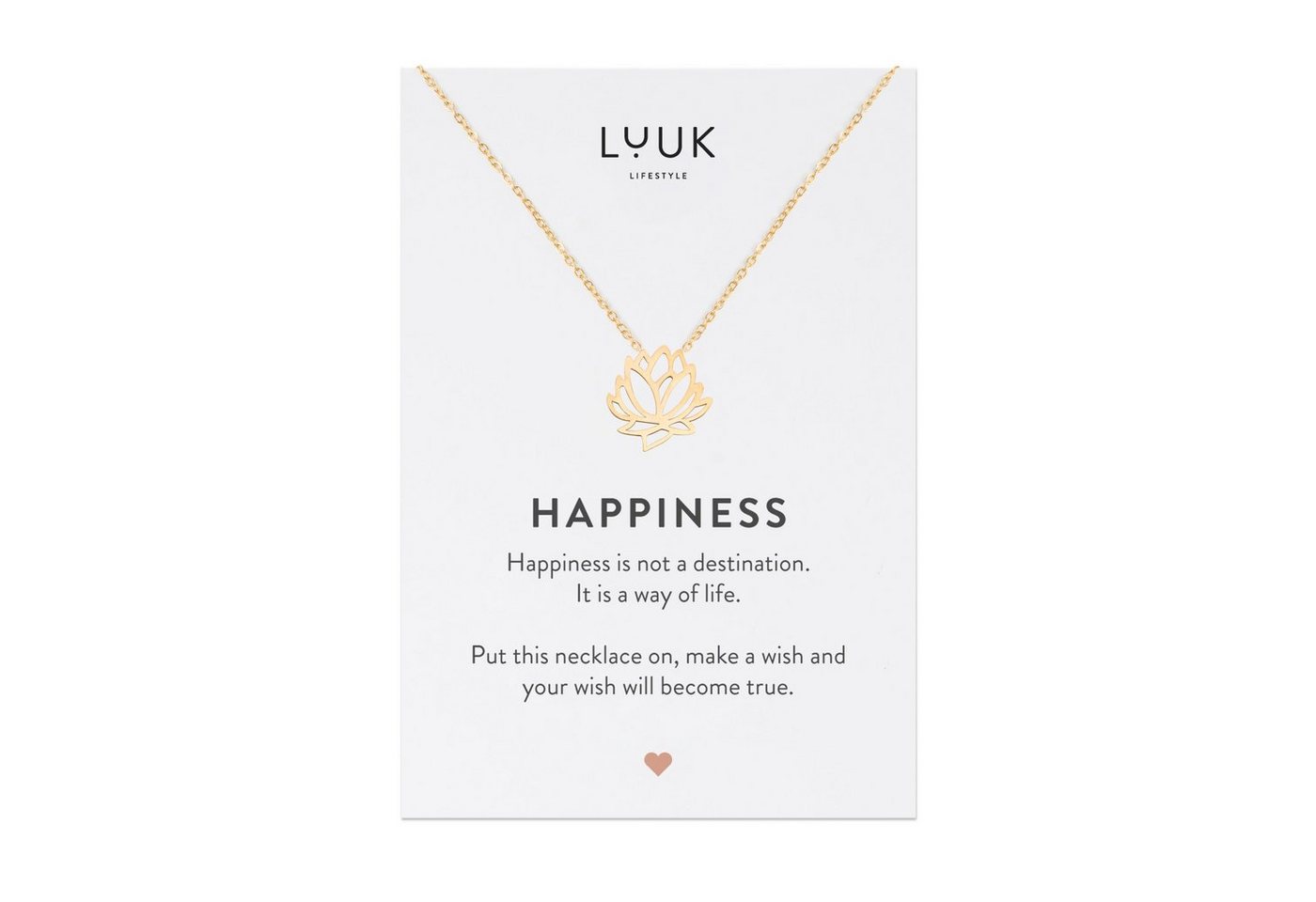 LUUK LIFESTYLE Kette mit Anhänger Lotusblüte, Alltagstauglich & wasserfest, Geschenk für Frauen, Glücksbringer