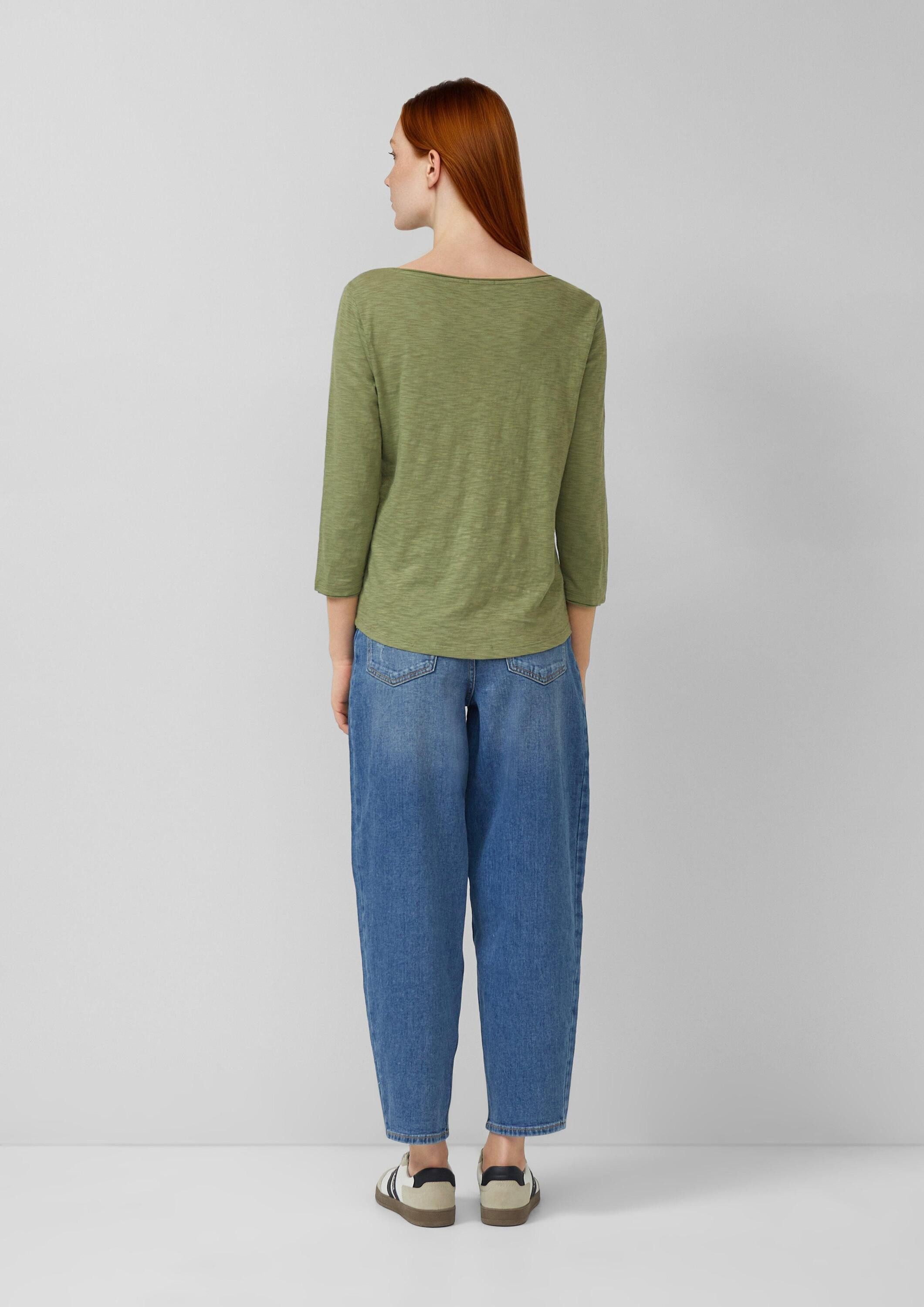 s.Oliver 3/4-Arm-Shirt T-Shirt Shirt mit Flammgarnstruktur und 3/4-Ärmeln