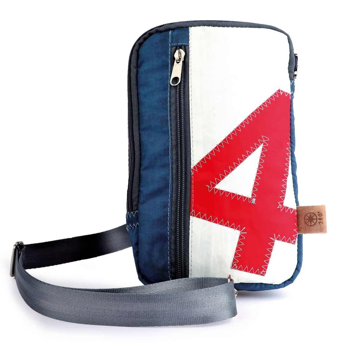 Bauchtasche Gürteltasche Nautik Blau Weiss Zahl Rot aus recyceltem Segeltuch