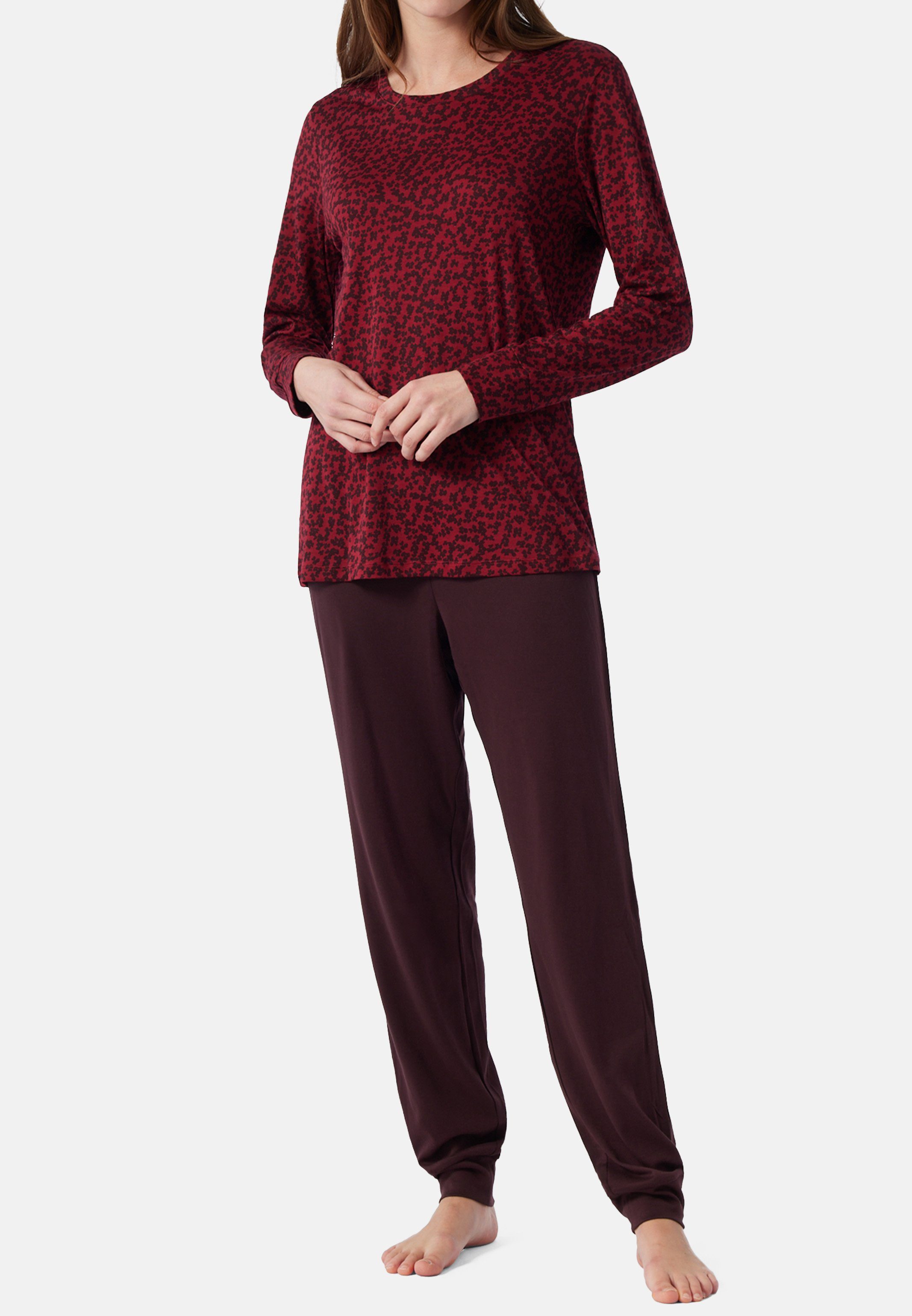 Schiesser Pyjama Classic Comfort Fit (Set, 2 tlg) Schlafanzug Langarm - Rot