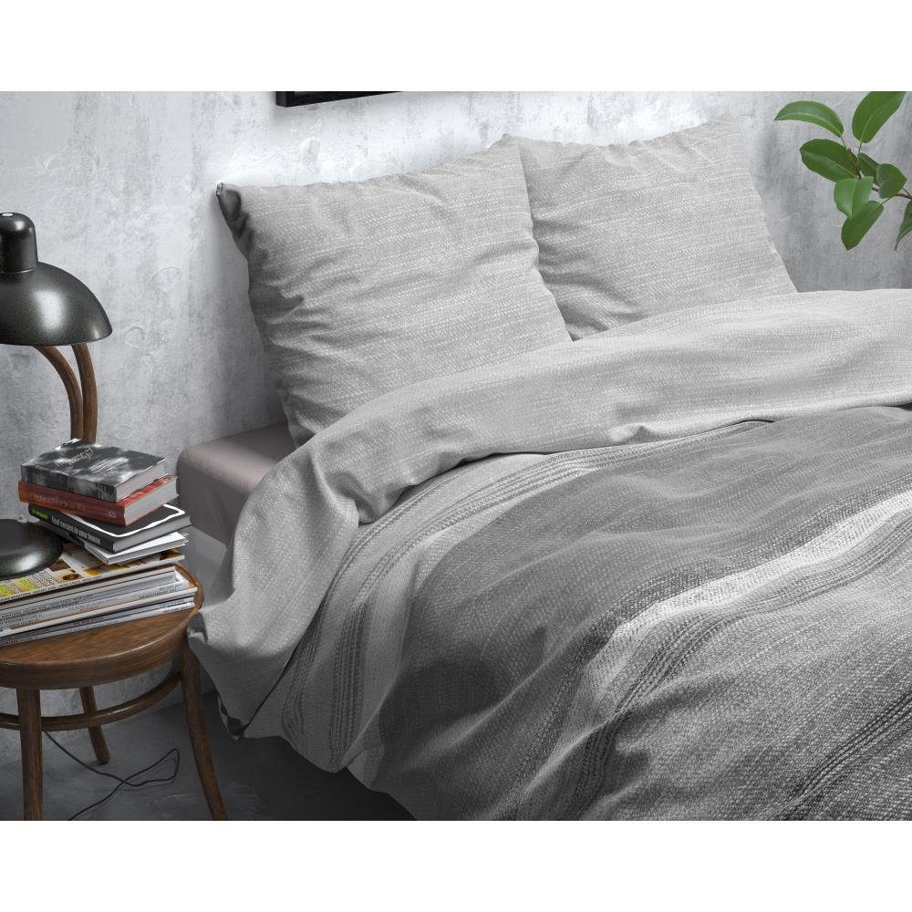 Sitheim-Europe Bettwäsche SLEEPTIME FL BENNY MIT STEINSTREIFEN -Bettbezug & Kissenbezüge, Flanell, 2 teilig, Weich, geschmeidig und wärmeregulierend