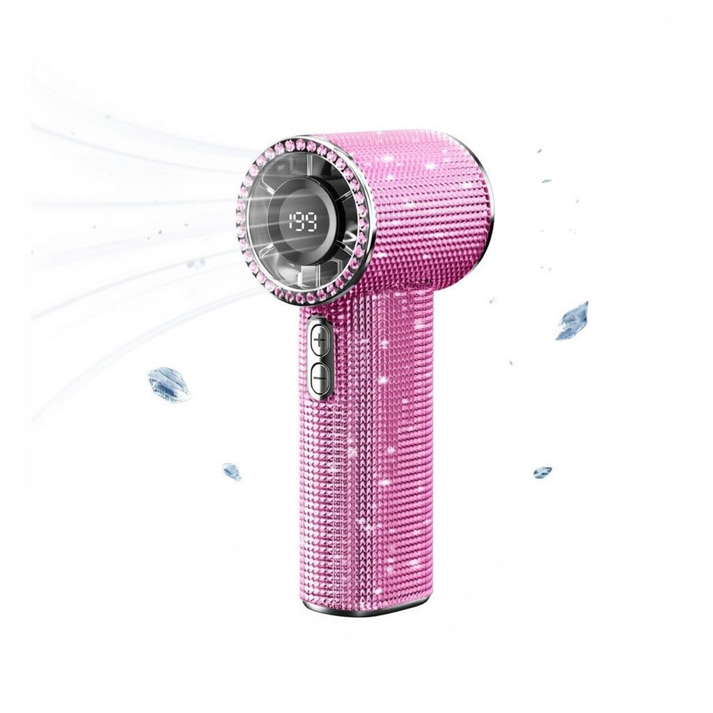 nsihing Handventilator Tragbarer Hand-Turboventilator, mini glitzernder Handventilator, USB-aufladbar, mit digitaler Anzeige für Reisen, Outdoor-Aktivitäten
