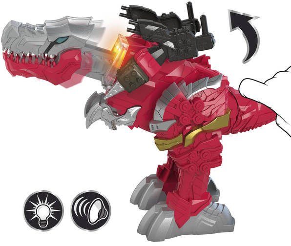 Hasbro Attackers - Licht T-Rex Dino Fury Zord, Dino-Gebrüll und mit Champion Power Battle Rangers Actionfigur