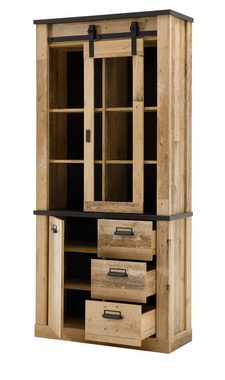 Furn.Design Wohnwand Stove, (Wohnzimmer Set 4-teilig in Used Wood, ca. 390 cm), mit Schiebetüren, mit Soft-Close