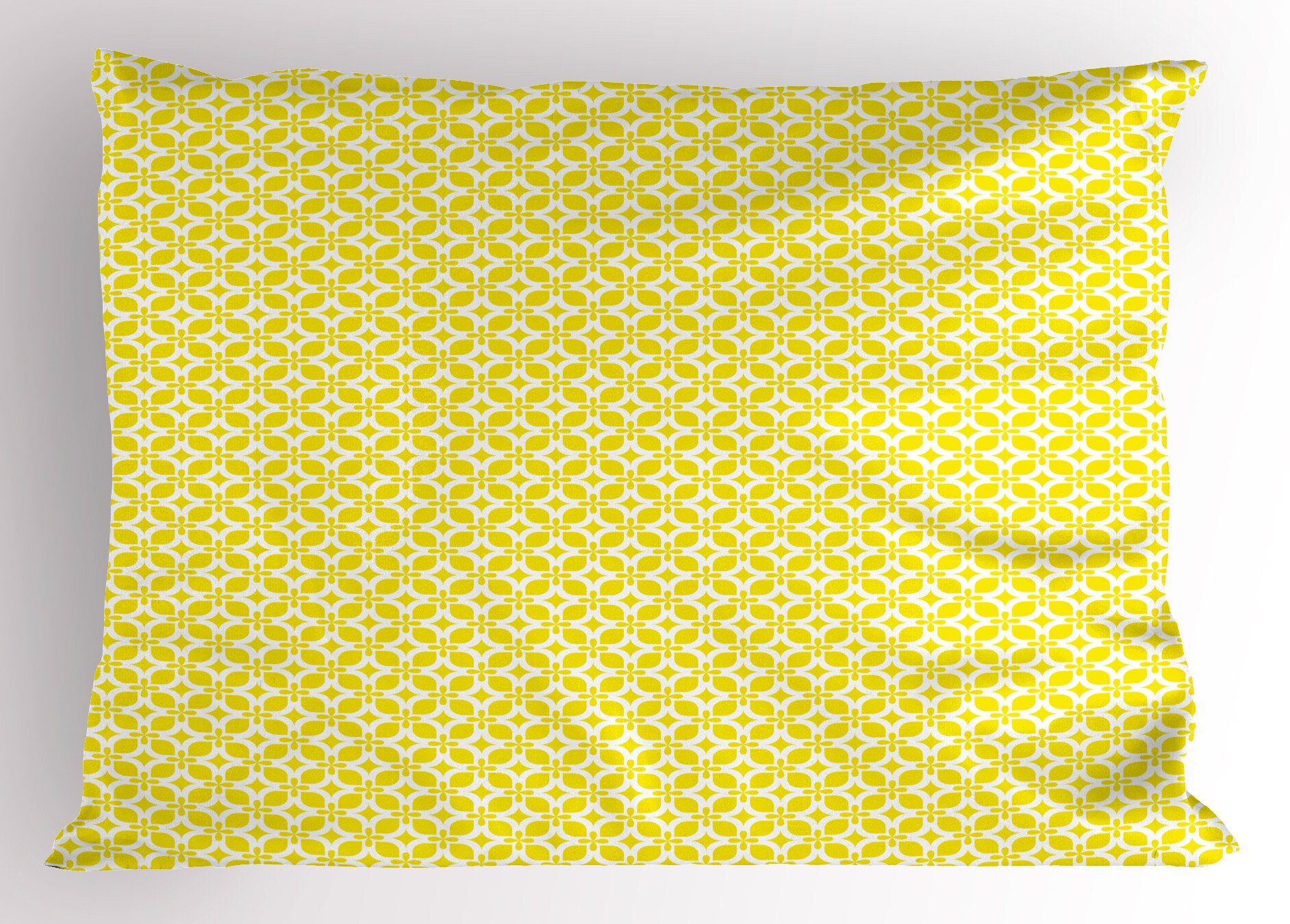 Kissenbezüge Dekorativer Queen Gelb Stück), Kopfkissenbezug, geometrische Gedruckter (1 Abakuhaus Size Weiß und Blumen