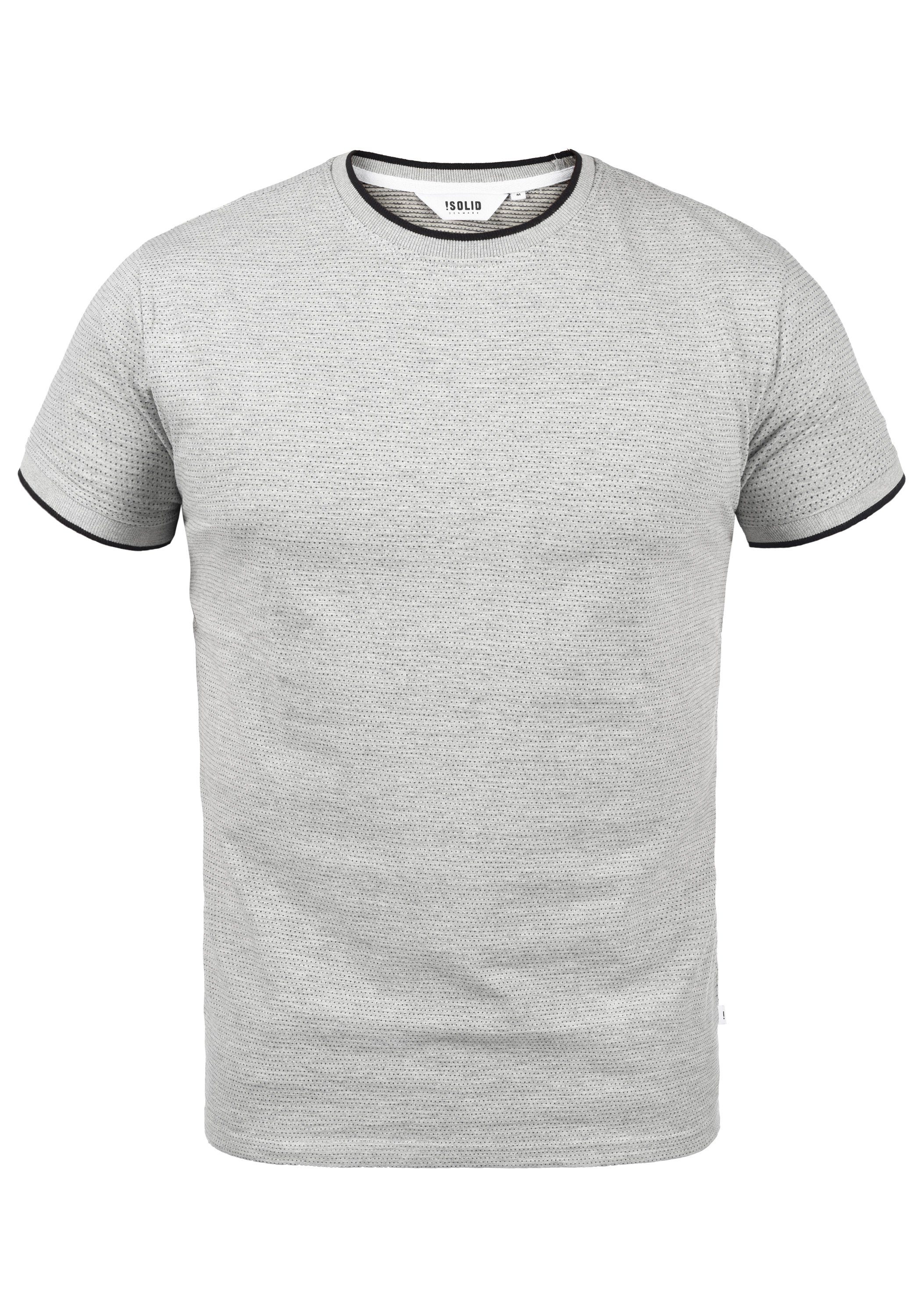 !Solid Rundhalsshirt SDSaul Kurzarmshirt mit All-Over Print Light Grey Melange (8242)