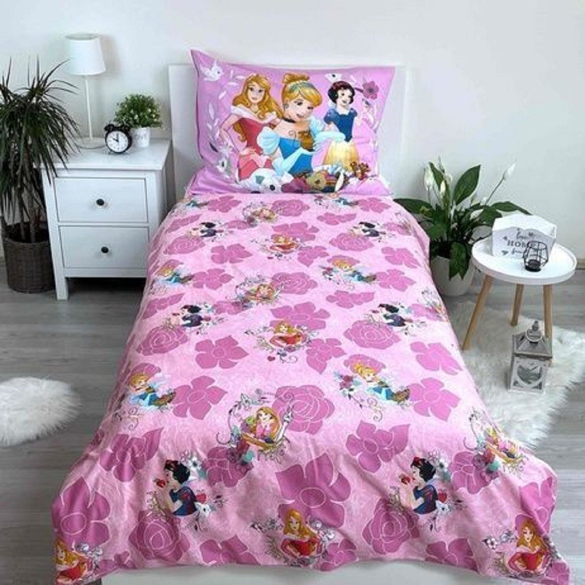Disney Kinderbettwäsche Prinzessinnen Design Kuschelige Baumwolle, 140x200 cm & 70x90 cm – Bild 3 von 5