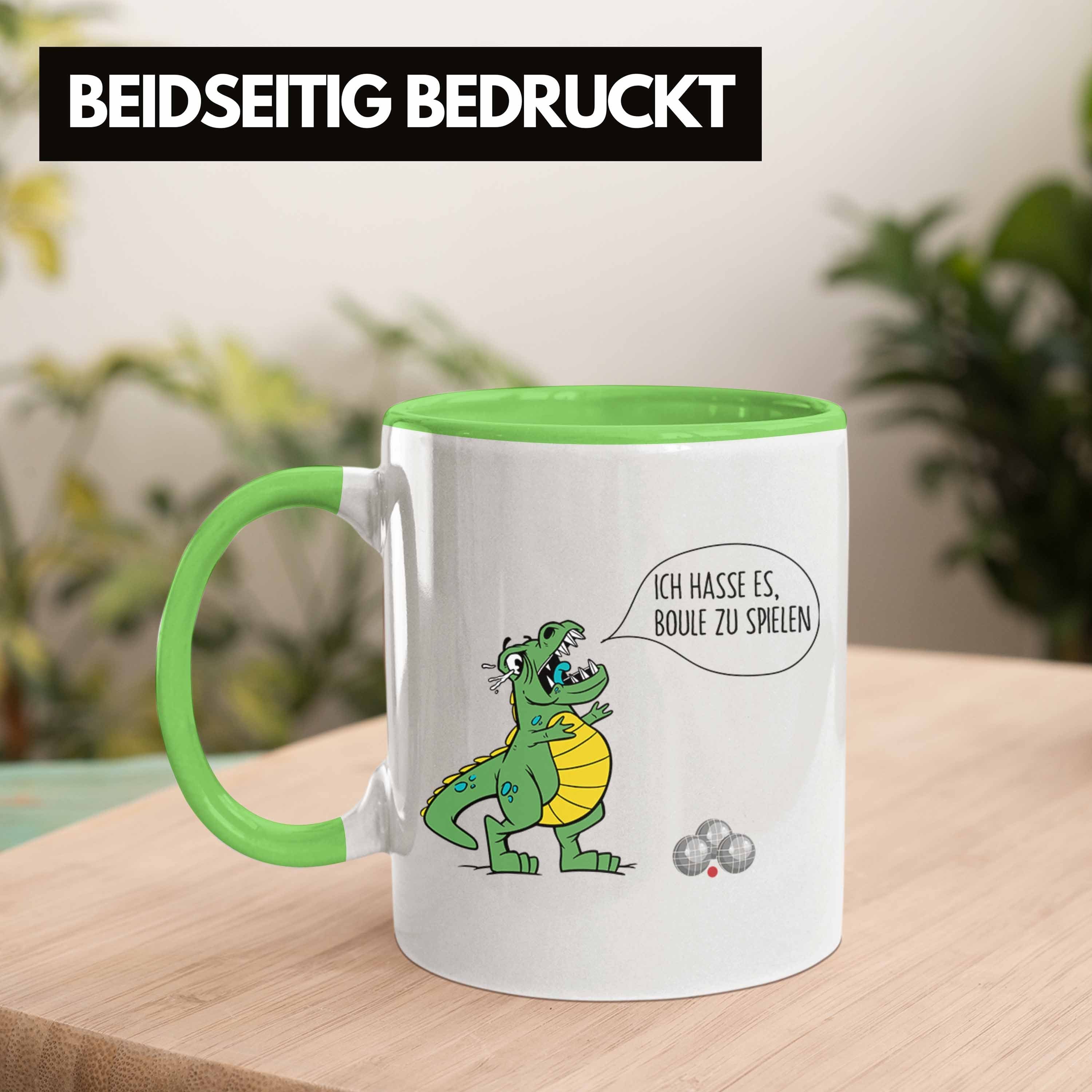 Tasse Geschenk Spruch Dino Boule Geschenkidee Trendation Ich Tasse T-Rex Grün Boule-Spieler