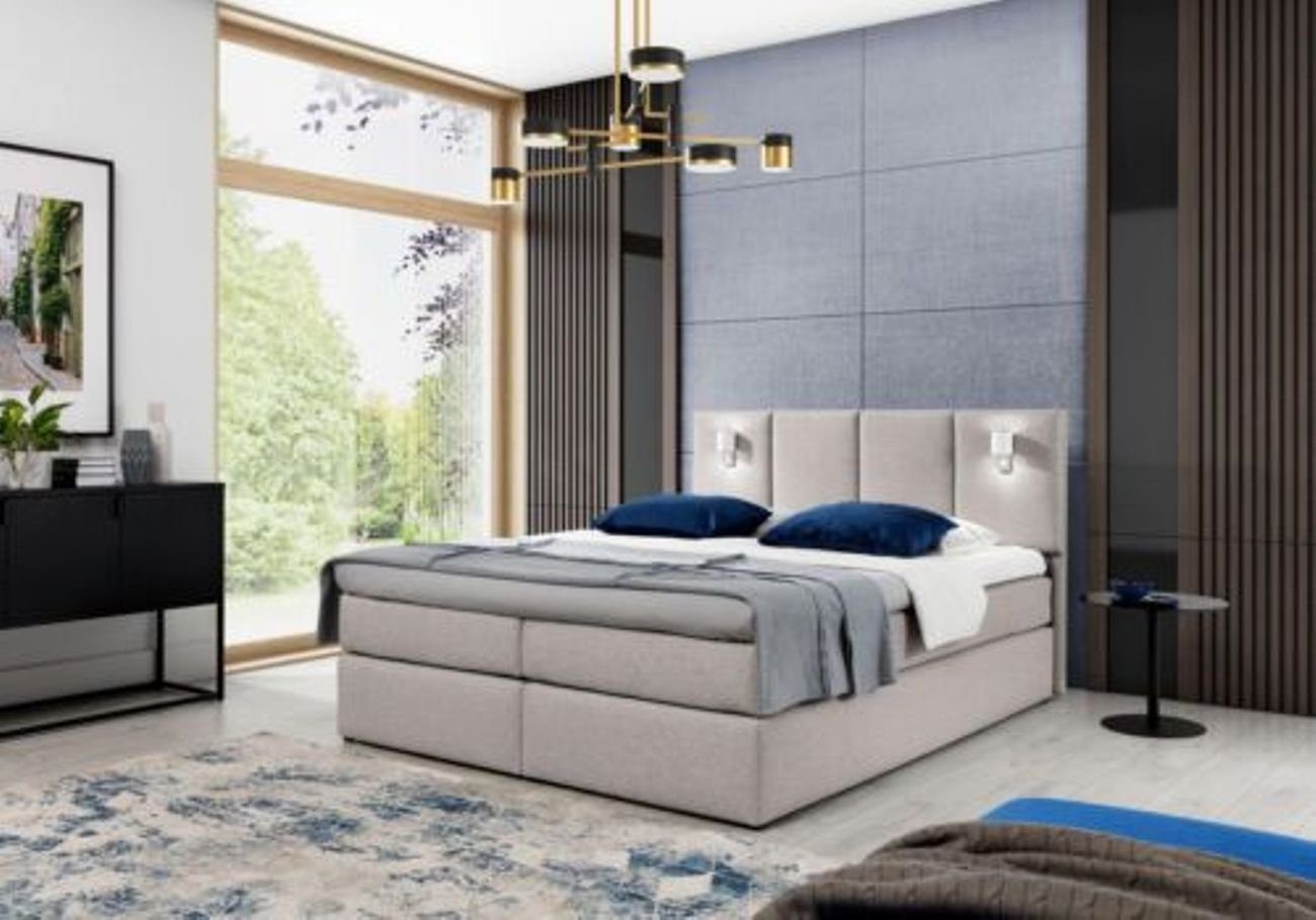 Silber Bett, Polster Doppel Boxspringbett Design Schlafzimmer Hotel JVmoebel Bett Modern