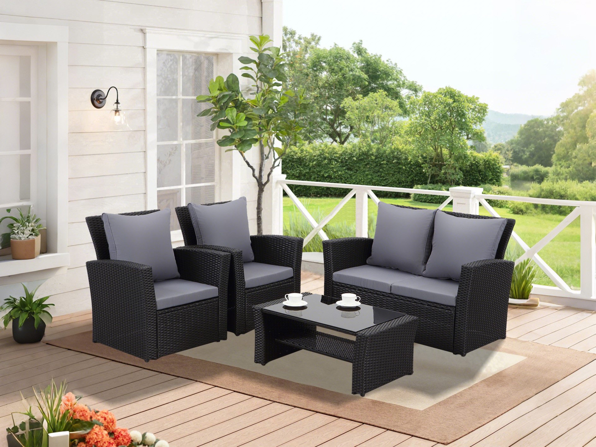 MeXo Gartenlounge-Set Handgefertigtes Poly Rattan Gartenmöbel günstig online kaufen