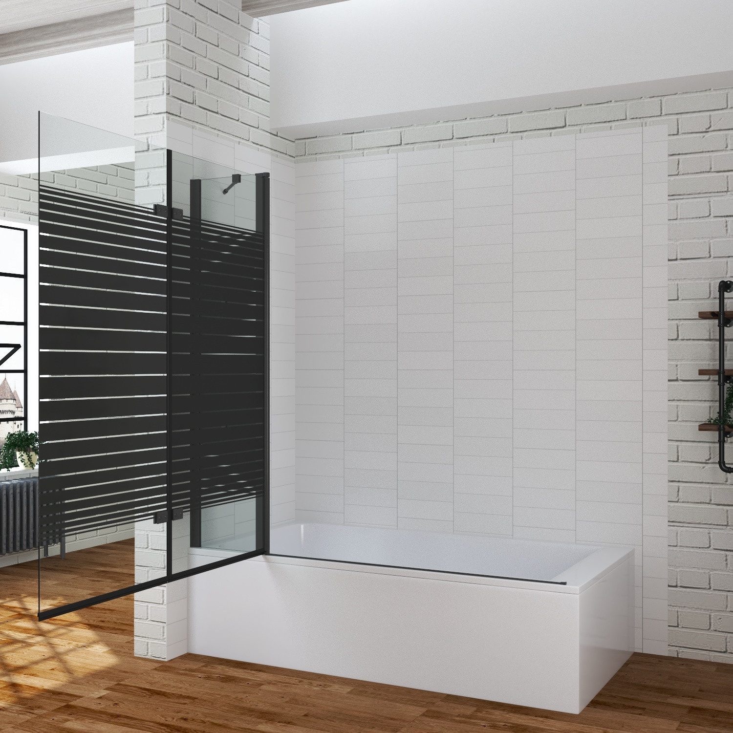 AQUALAVOS Badewannenfaltwand Badewanne 150x140 cm Badewannenaufsatz 3 Teili günstig online kaufen