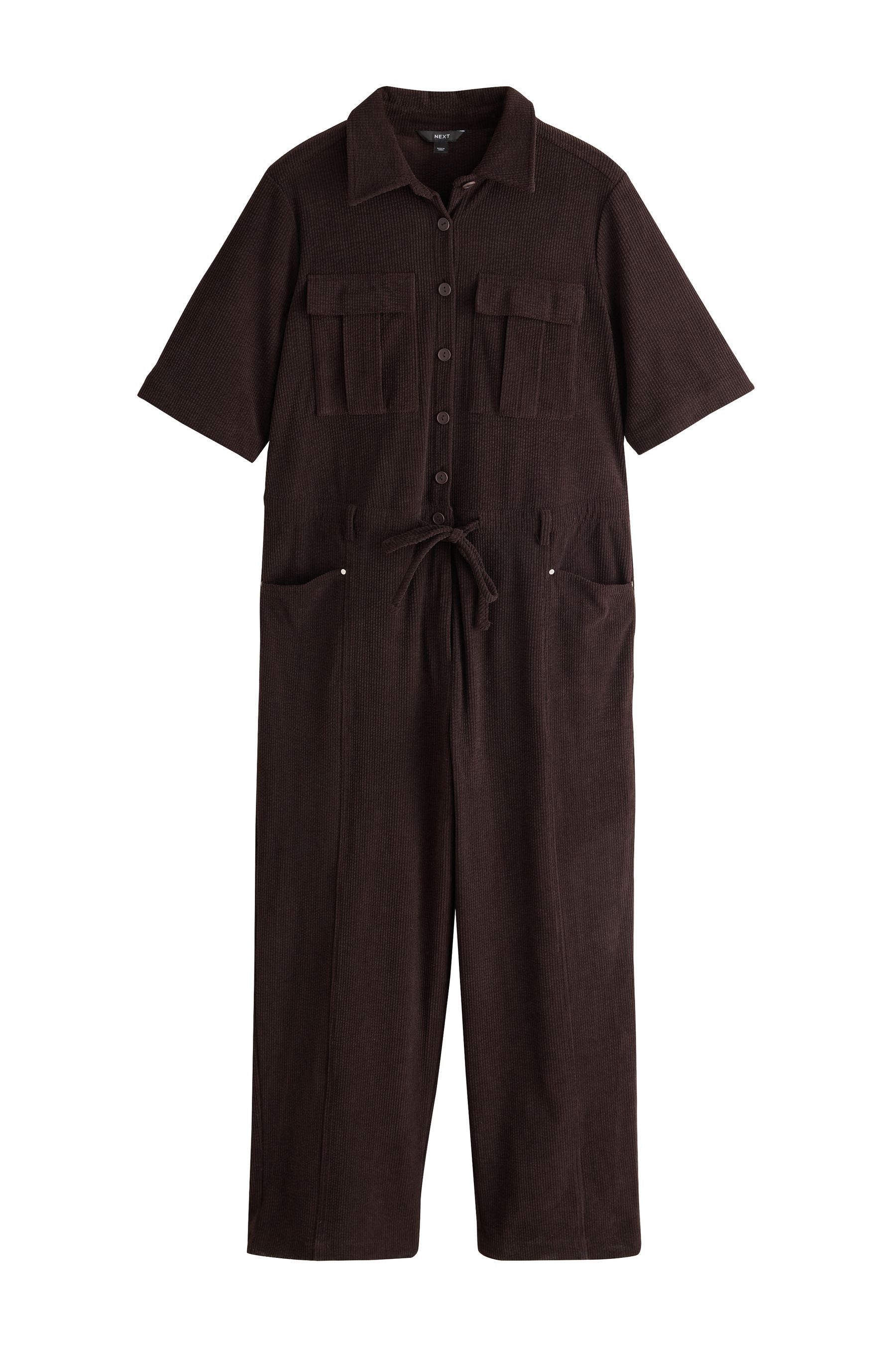 Next Jumpsuit Kurzärmeliger Utility-Jumpsuit aus Cord, Kurzgröße (1-tlg)