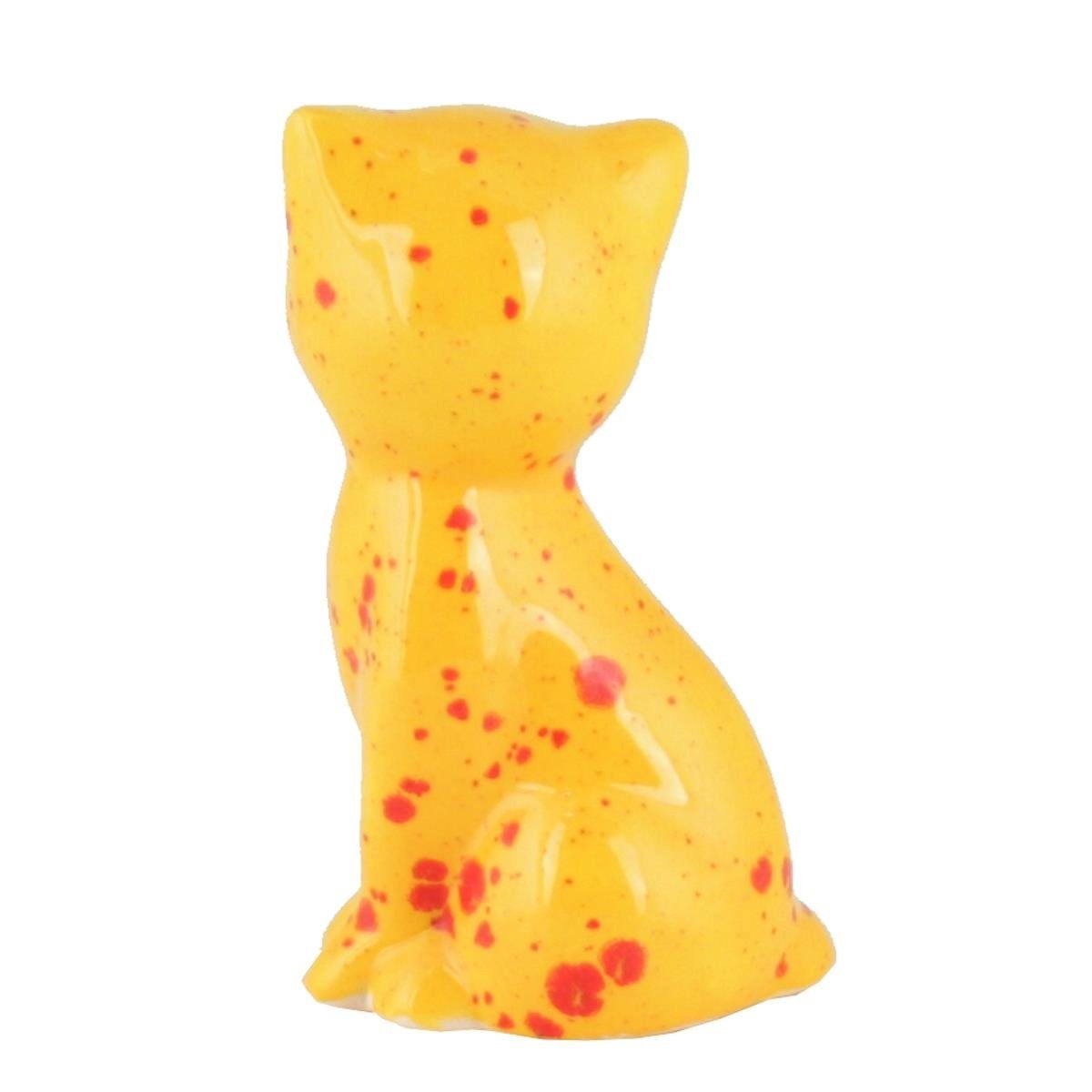 Keramik-Katze sitzend ca (Stück) Gartenfigur H, gelb 14cm Tangoo Tangoo getupft rot