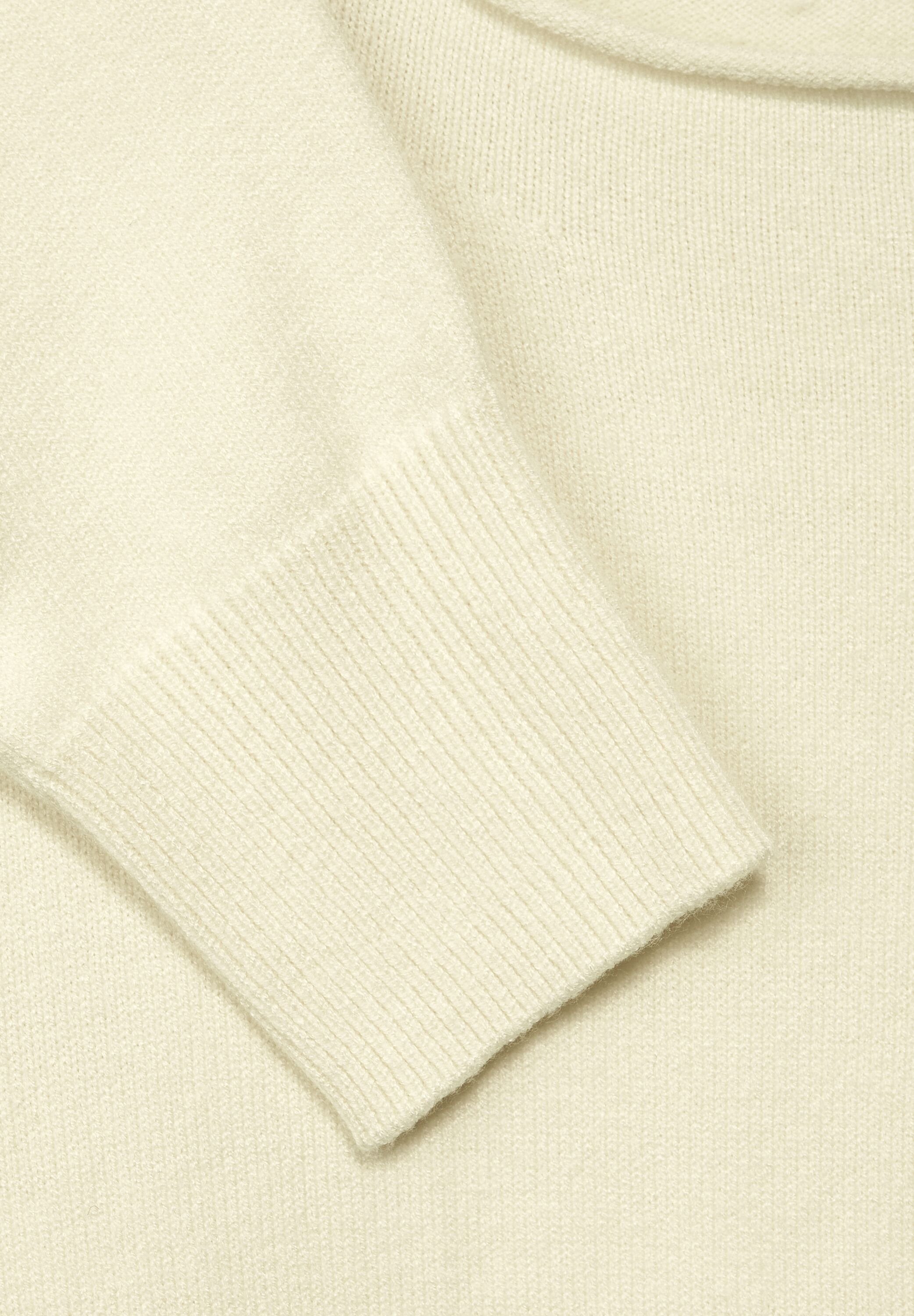 Street in Unifarbe STREET Stehkragenpullover in White One Pullover Mellow (1-tlg) Rollkante ONE