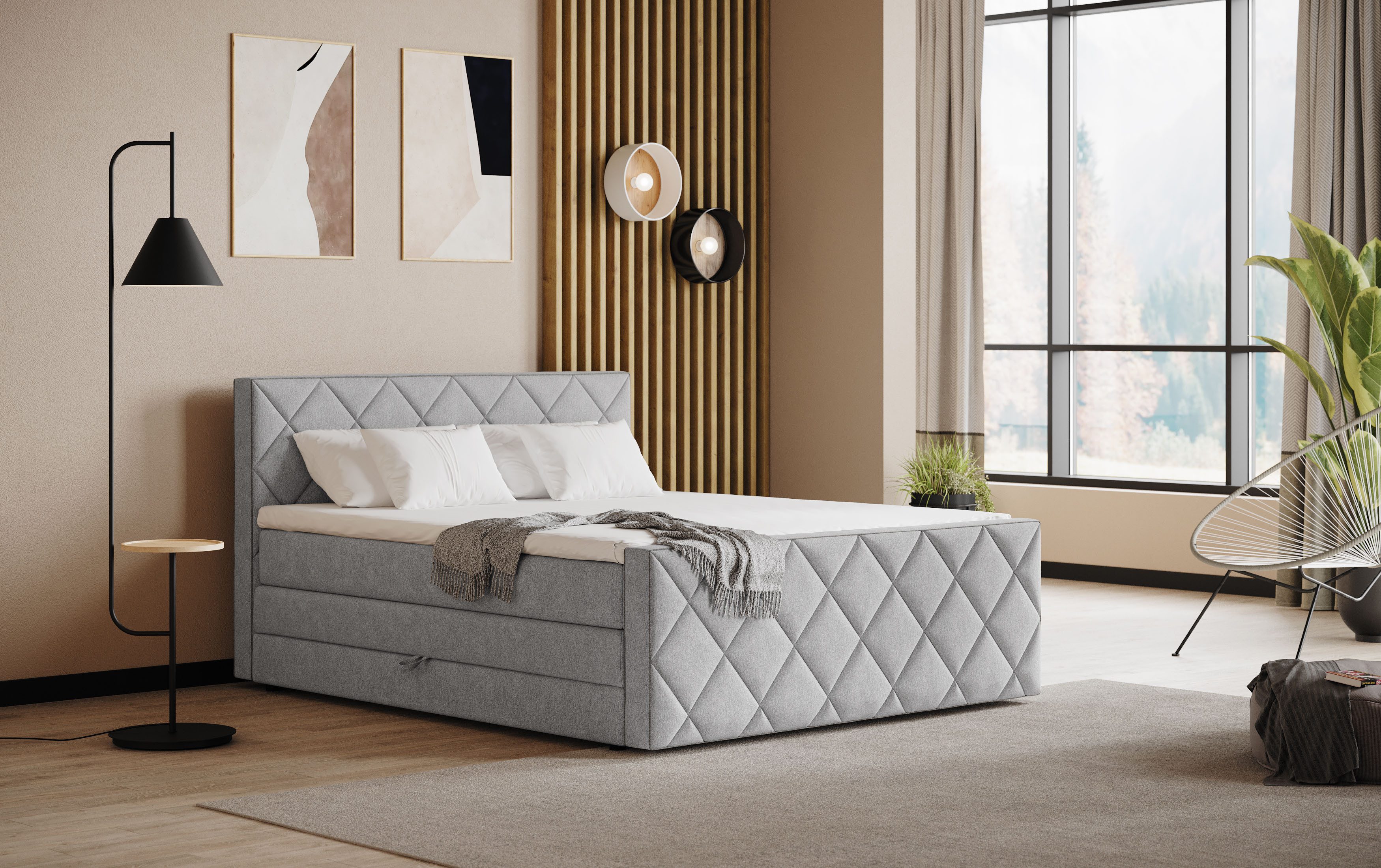 COTTA Boxspringbett Tower inkl. Bettkasten, mit Keder in abgesetzter Farbe, in verschiedenen Breiten, Härtegraden und Farben erhältlich