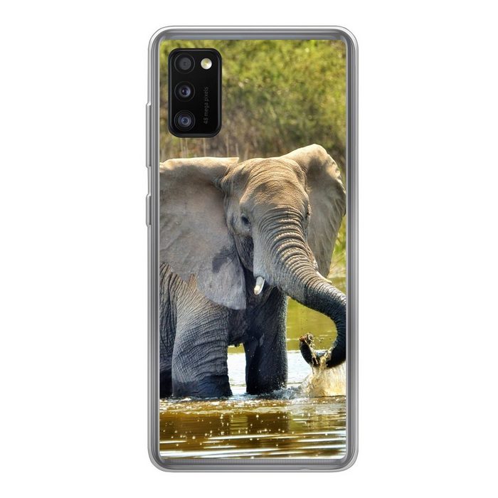 MuchoWow Handyhülle Badender Elefant Handyhülle Samsung Galaxy A41 Smartphone-Bumper Print Handy